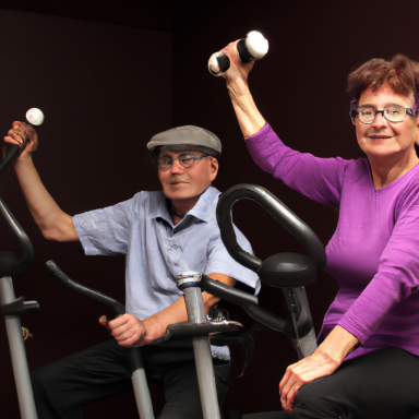 Ein älteres Ehepaar im Fitness-Studio